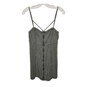 Abercrombie & Fitch Khaki Green Zip Front Mini Dress Strappy Bodycon Size S